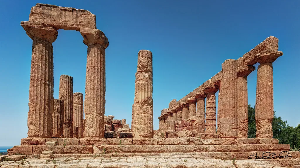 The Temple of Juno on the high eastern ridge of Agrigento's Valley of the Temples, near the Giunone parking lot
