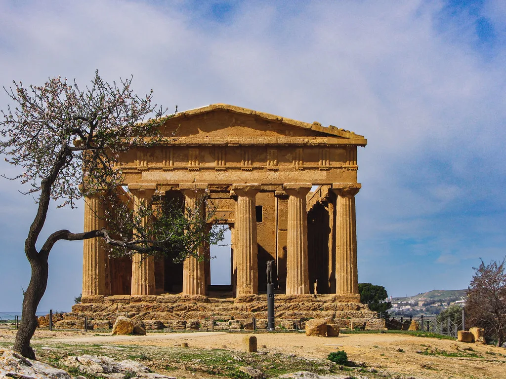 The Temple of Concordia in Agrigento's Valley of the Temples, reachable from the western Porta Quinta entrance