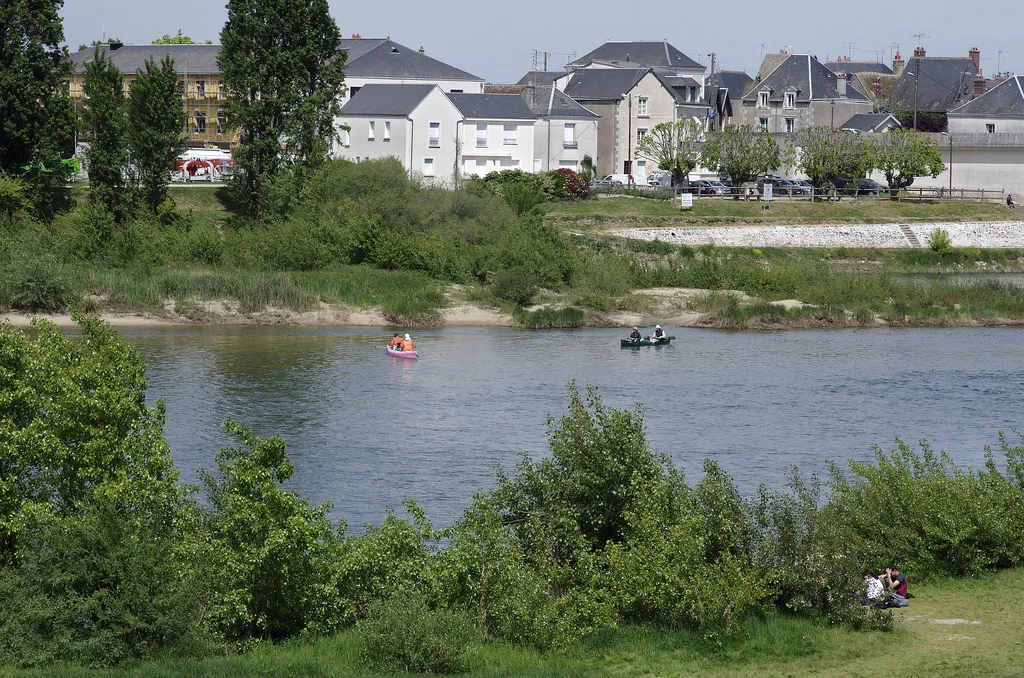 The Château d'Amboise rising above the town and the Loire River where free riverfront parking is found
