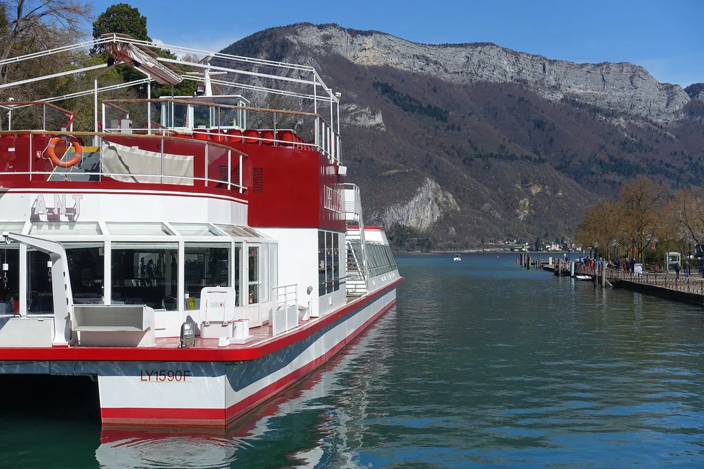 A Compagnie des Bateaux tour boat on Lake Annecy, the kind of vessel used on the Navibus village routes