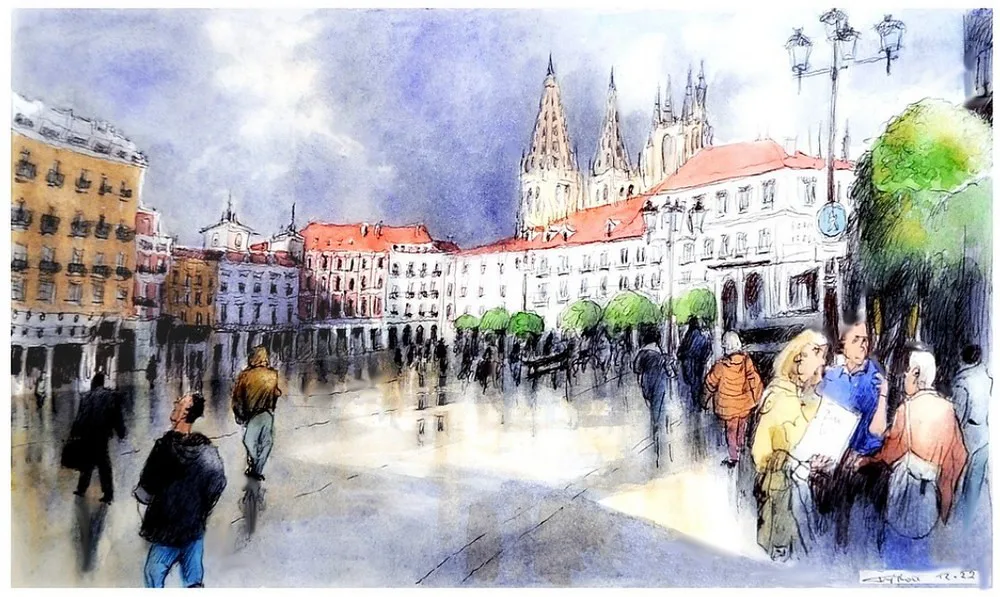 Plaza Mayor in central Burgos, the main transfer point where many city bus lines converge