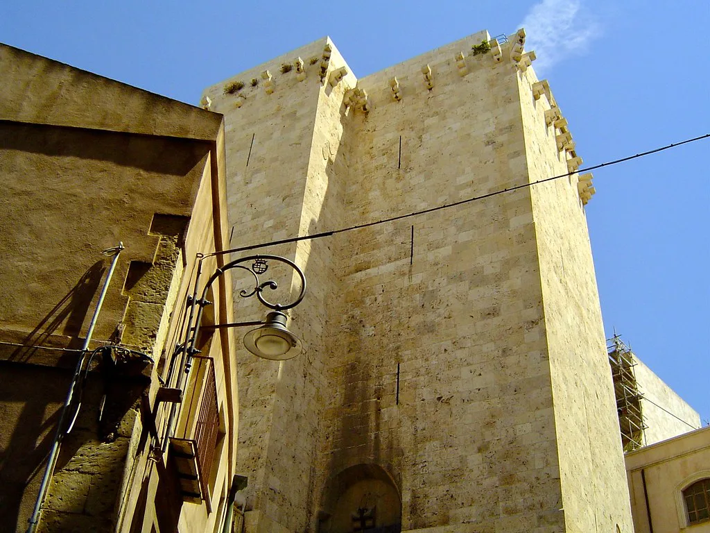 Stone tower in Cagliari's hilltop Castello district, best reached on foot