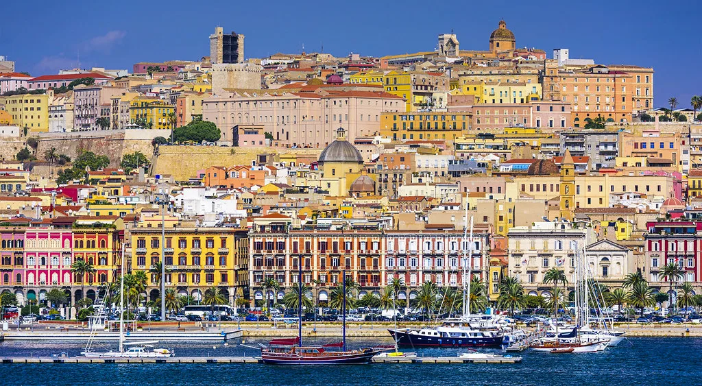 View of Cagliari from the harbour, the gateway to ARST regional transport across Sardinia