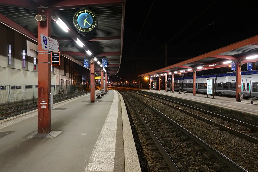 Platform at the Chambéry-Challes-les-Eaux train station, the city's multimodal transport hub