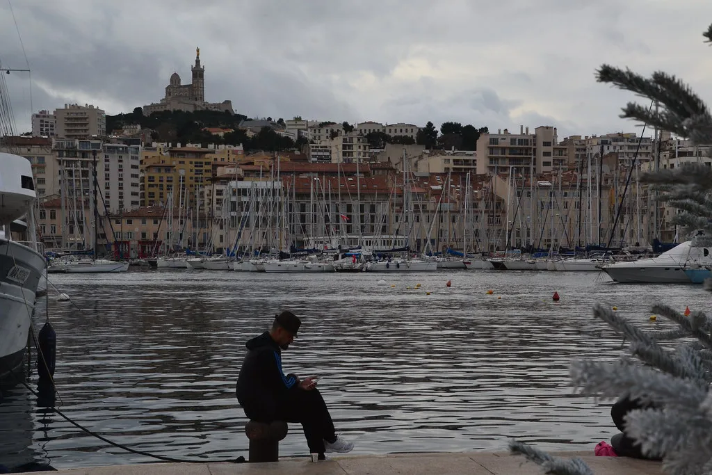 Boats moored along the Vieux-Port quay in Marseille where the ferry departs