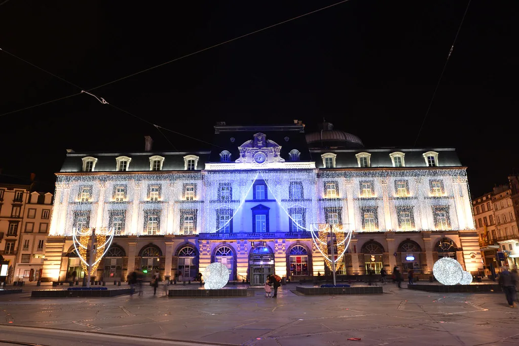 The opera house and tram stop on Place de Jaude, Clermont-Ferrand's central transport hub