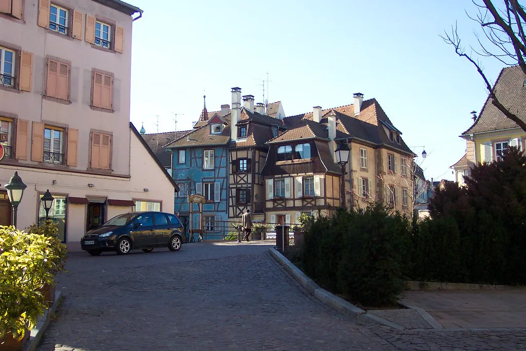 A street in central Colmar where TRACE city buses connect the station to the old town