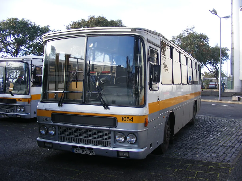 A Horários do Funchal city bus parked at the Funchal bus station in Madeira