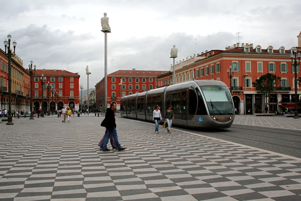 A Nice tram crossing Place Masséna in the city centre