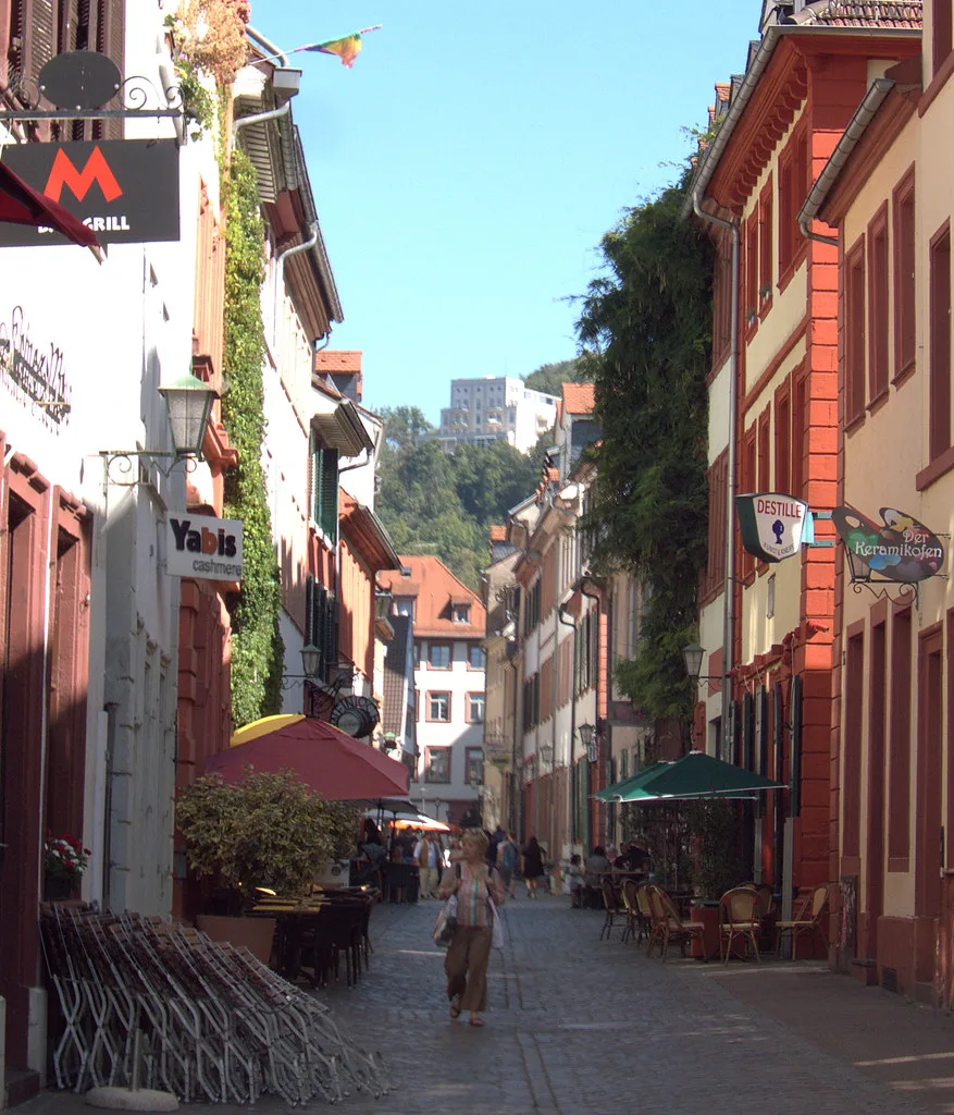 View of the Heidelberg Altstadt and castle reached by Bus 33 from the Hauptbahnhof
