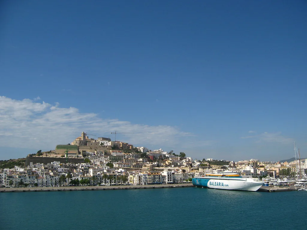 Ibiza's old town of Dalt Vila rising above the harbour, a car-free historic district