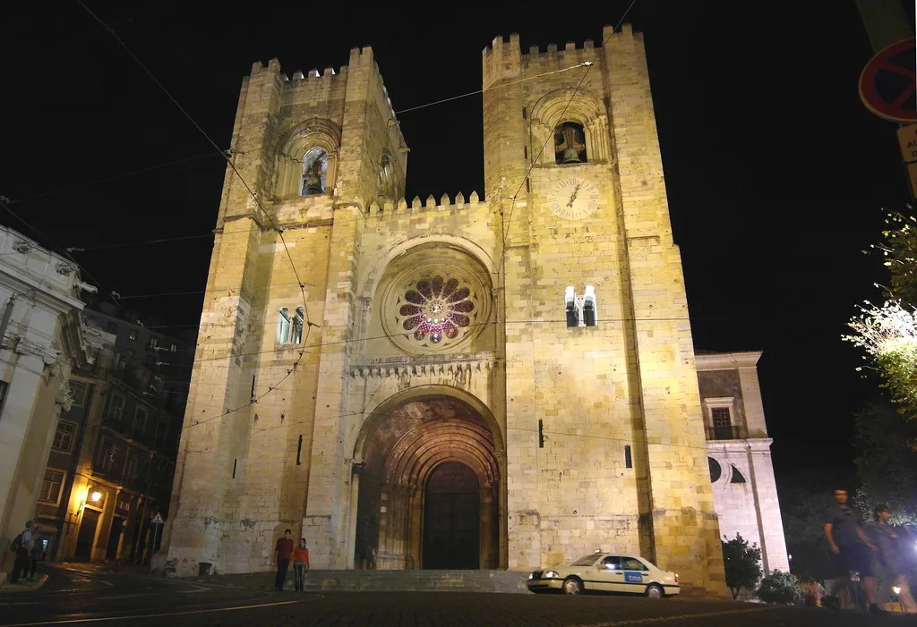 Lisbon's Sé Cathedral near a Tram 28 stop in Alfama