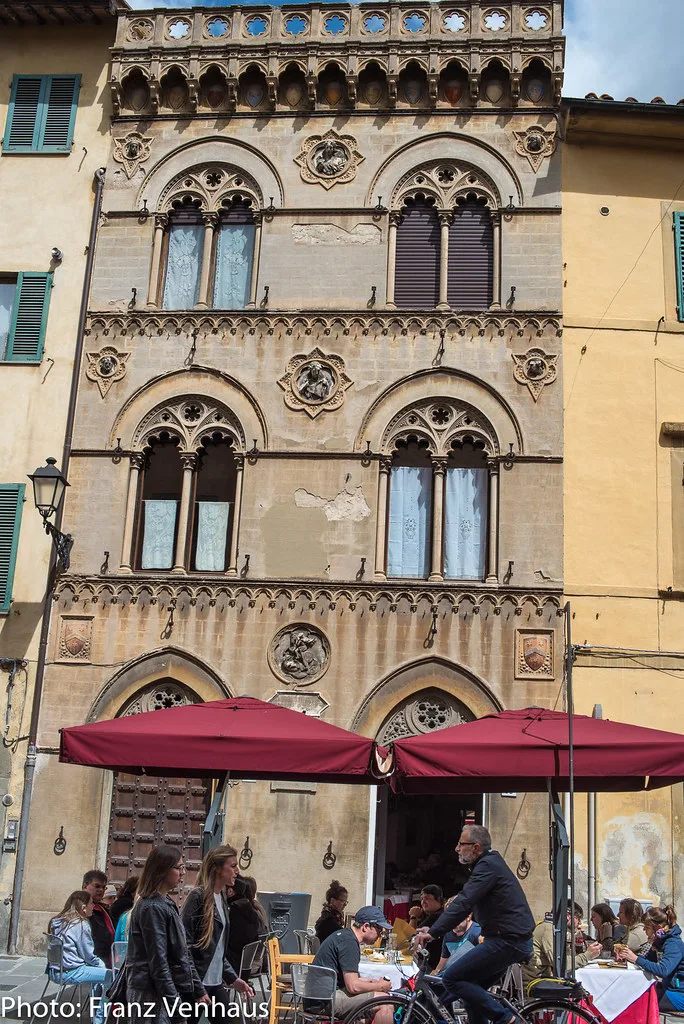 Lucca's tree-topped Renaissance city walls seen from outside, near the free parking areas to the north