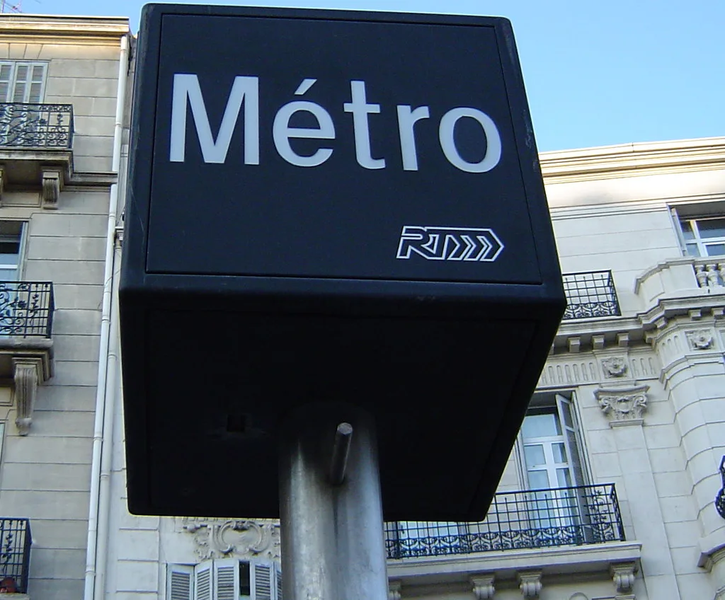 A Marseille RTM metro train at a city station platform