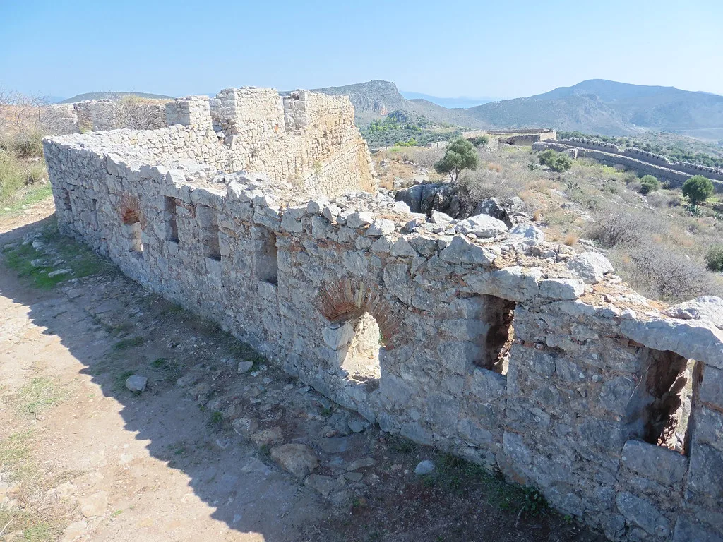 The hilltop Palamidi fortress overlooking Nafplio, served by a large free parking lot near its entrance