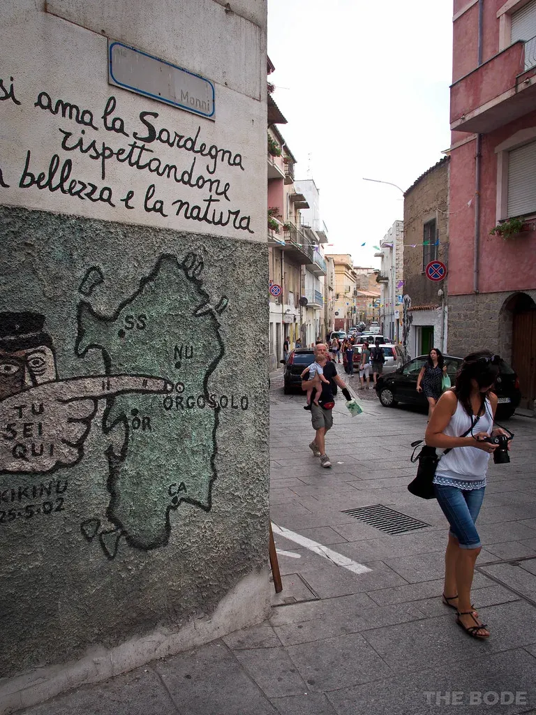 A street scene in central Olbia, Sardinia, where most ASPO urban bus lines converge near the Via Mameli hub