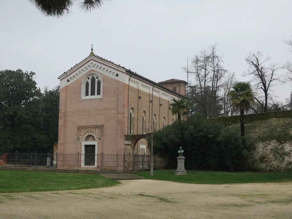 Interior of the Scrovegni Chapel in Padua with Giotto's frescoed walls, reached from the Eremitani tram stop
