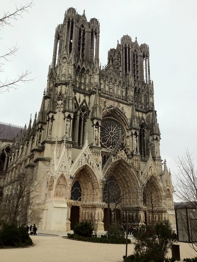 Notre-Dame de Reims cathedral in the historic city centre reached by tram from the TGV station