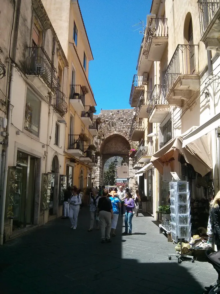 A narrow pedestrian street in the historic centre of Taormina