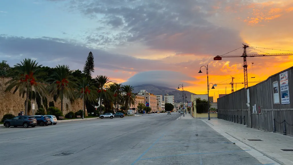 Boats moored along Trapani port, where the multi-storey car parks near the Egadi ferry terminal are the most convenient place to leave a rental car outside the ZTL