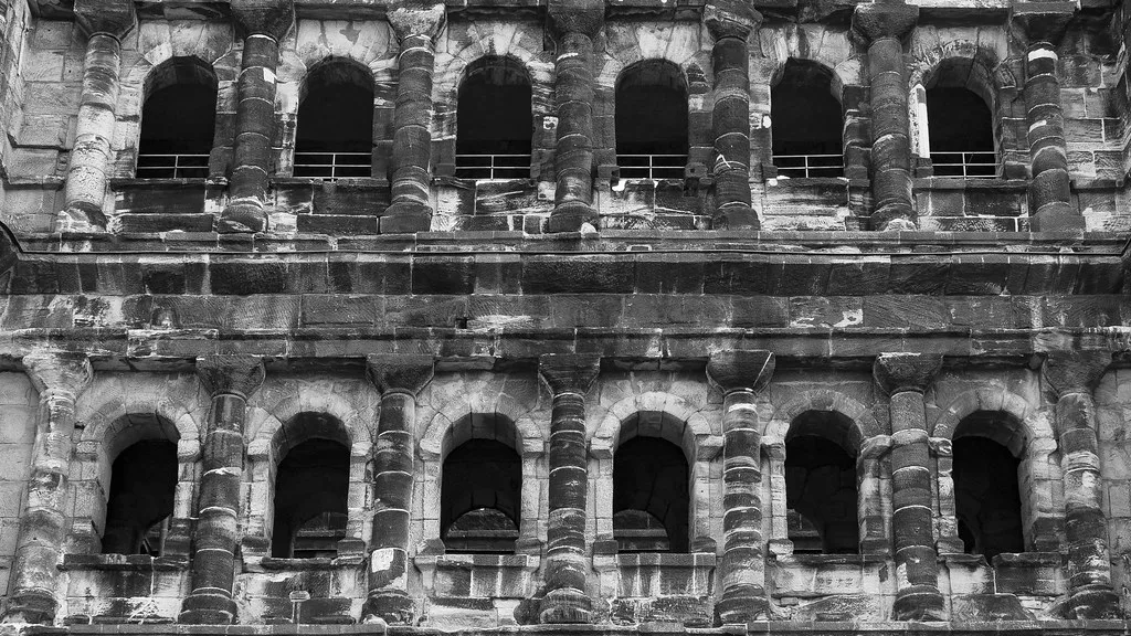 The Roman Porta Nigra city gate in Trier, a central bus stop and starting point for sightseeing