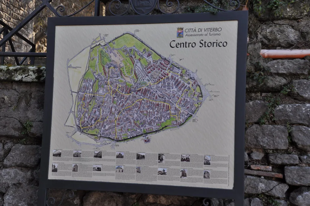 View over Viterbo's medieval old town inside its ring of stone walls