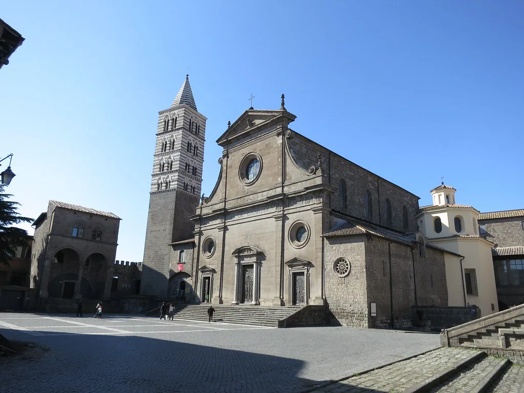 Viterbo Cathedral in the historic centre, a short walk up from the Valle Faul car park